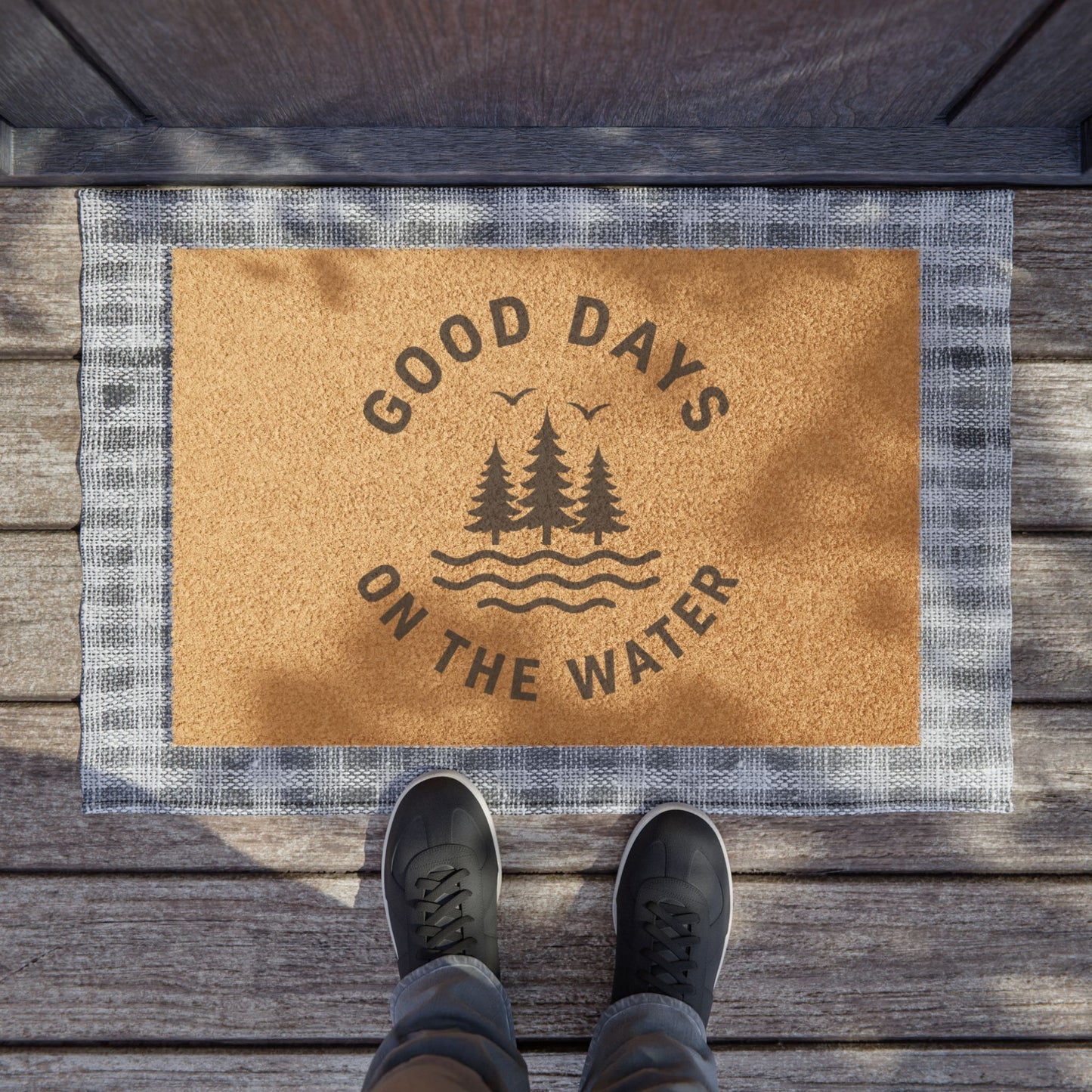 Good Days On The Water Coir Doormat — Lake Cabin Welcome Mat