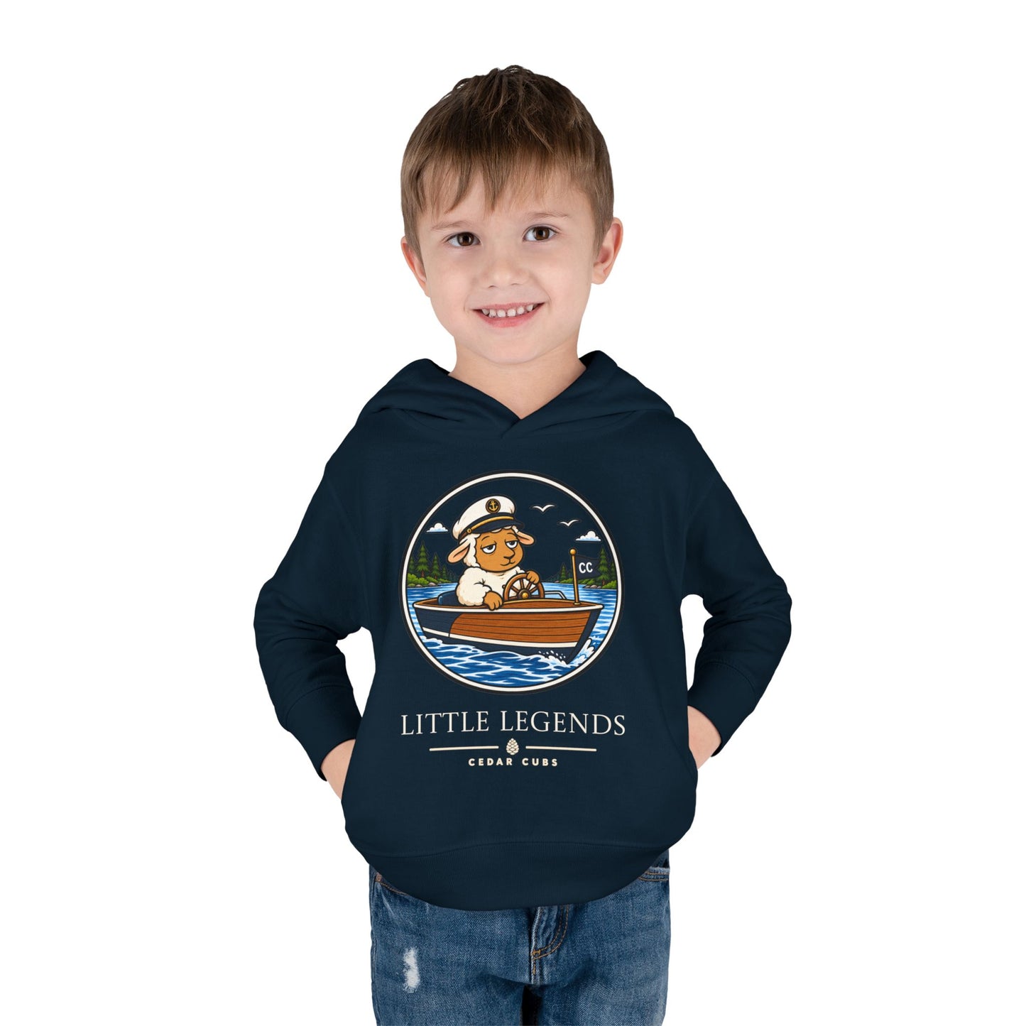 Toddler Hoodie — 'Little Legends' Boat Captain Design | Cedar Cubs Personalized Pullover