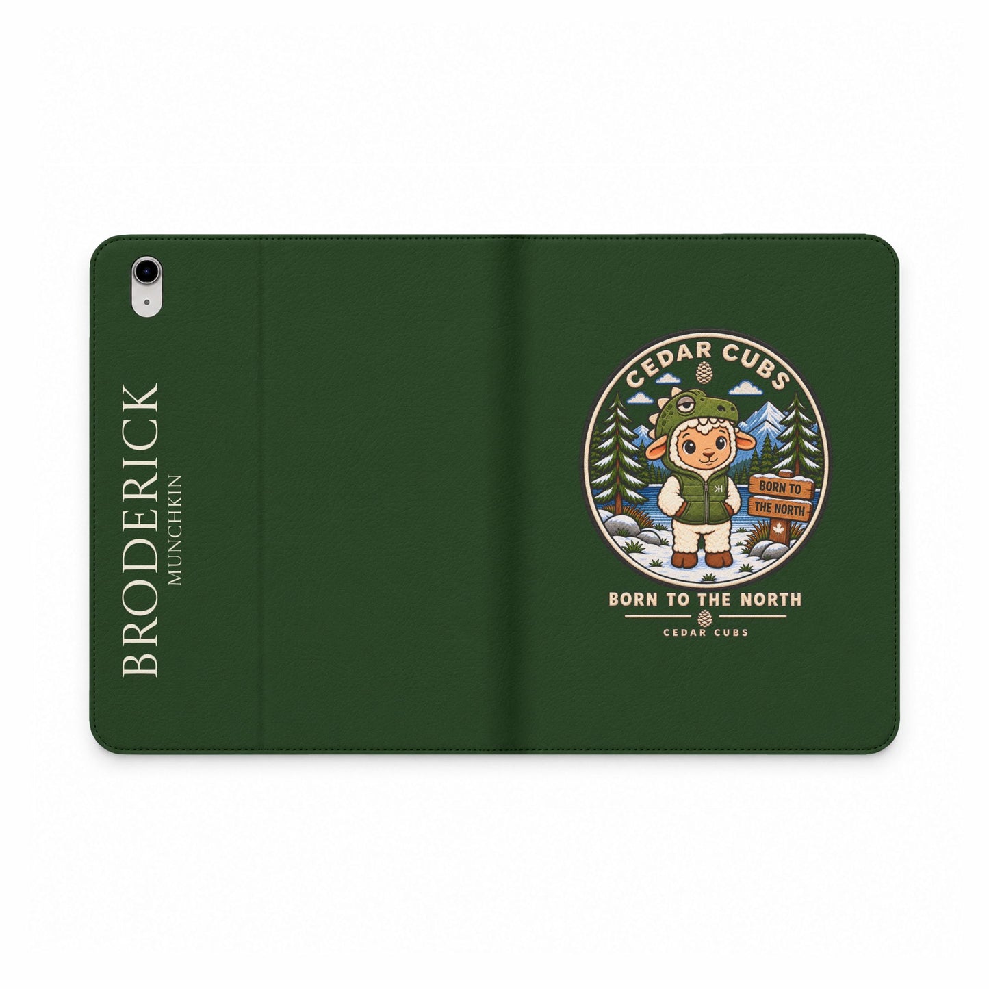 Personalized Tablet Folio Case — Cedar Cubs 'Born to the North' Dino Sheep Design