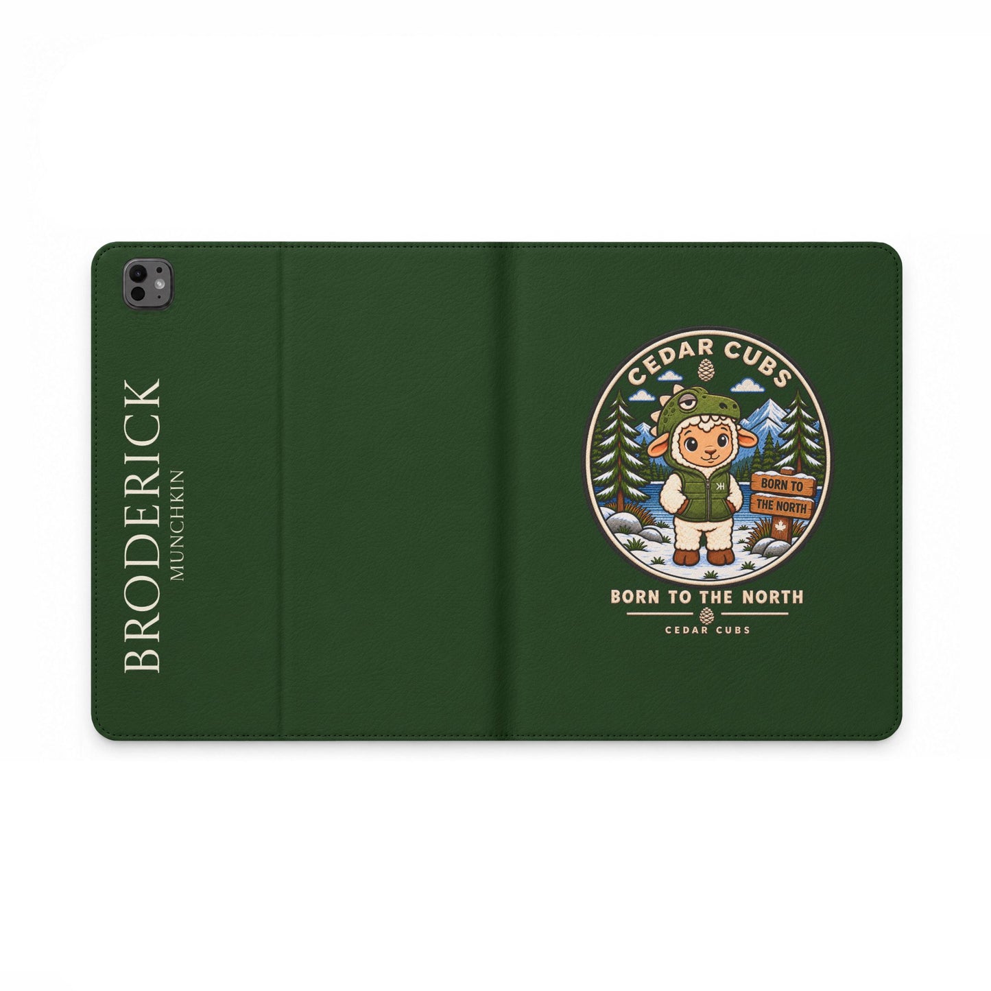 Personalized Tablet Folio Case — Cedar Cubs 'Born to the North' Dino Sheep Design