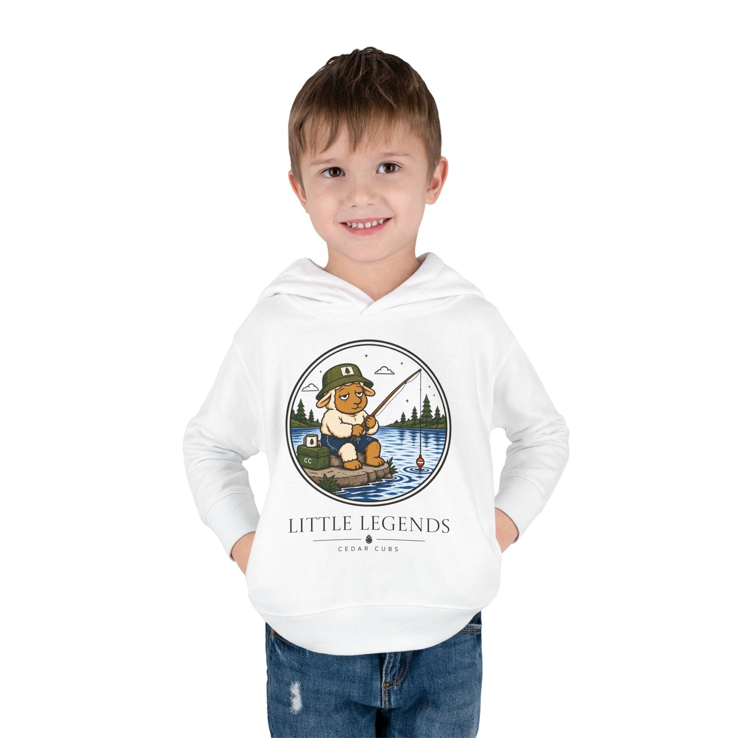 Toddler Hoodie — 'Little Legends' Fishing Design | Cedar Cubs Personalized Pullover