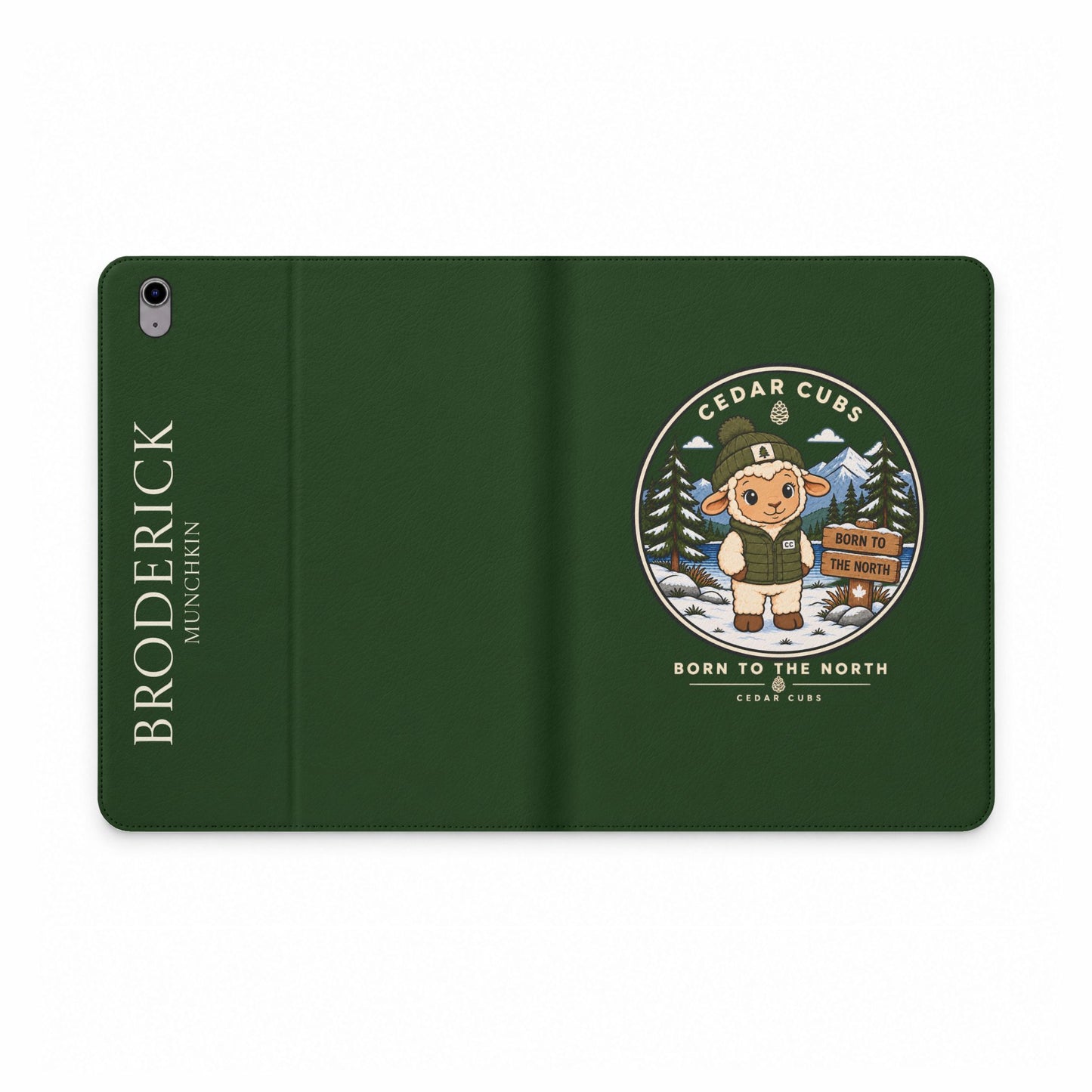 Personalized Tablet Folio Case — Cedar Cubs 'Born to the North' Sheep Design
