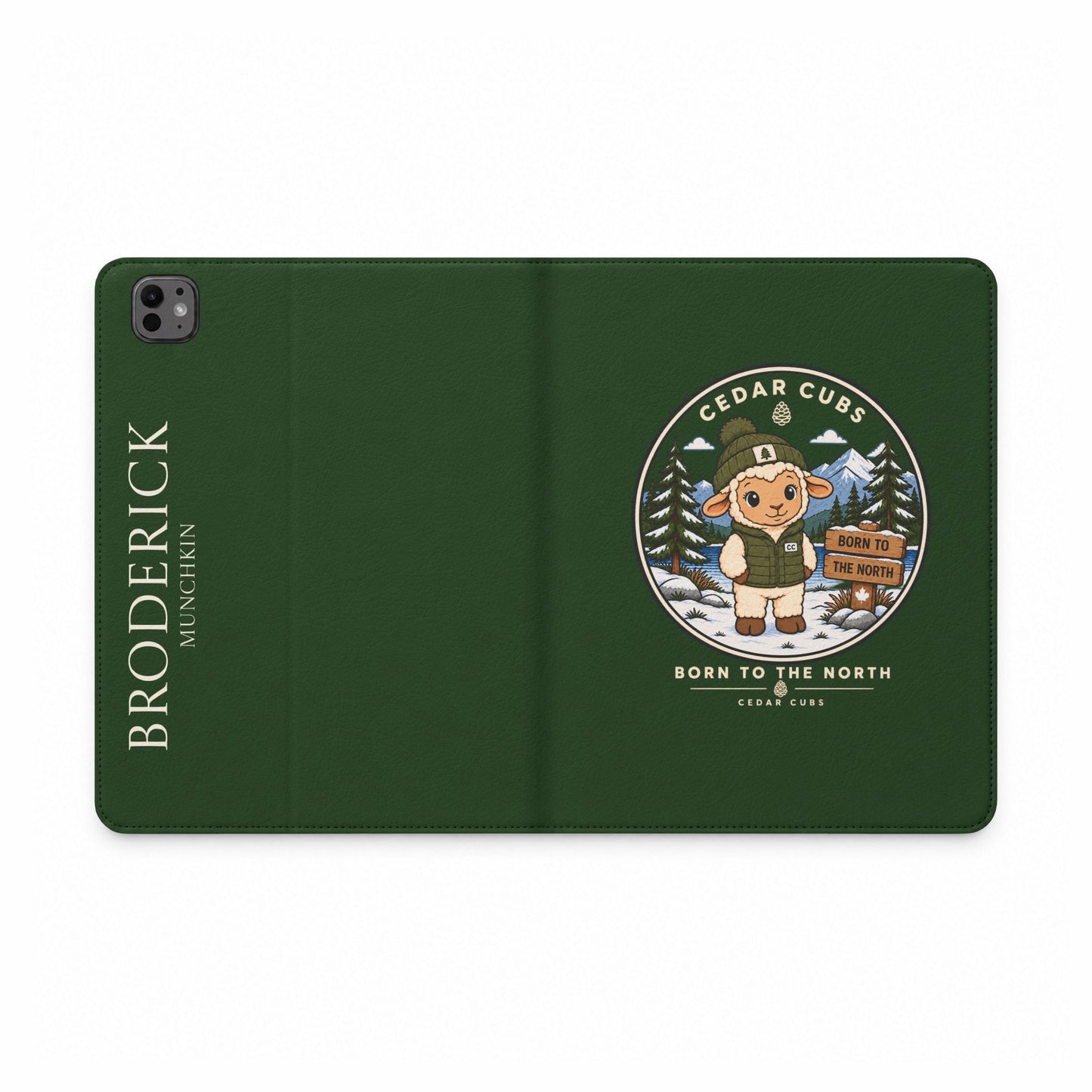 Personalized Tablet Folio Case — Cedar Cubs 'Born to the North' Sheep Design