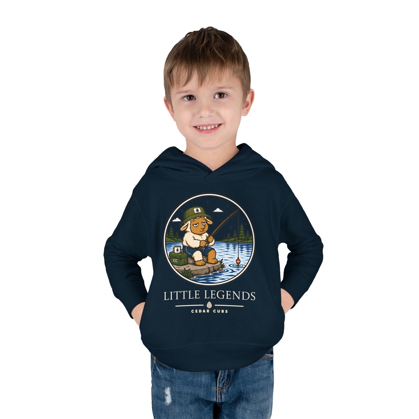 Toddler Hoodie — 'Little Legends' Fishing Design | Cedar Cubs Personalized Pullover