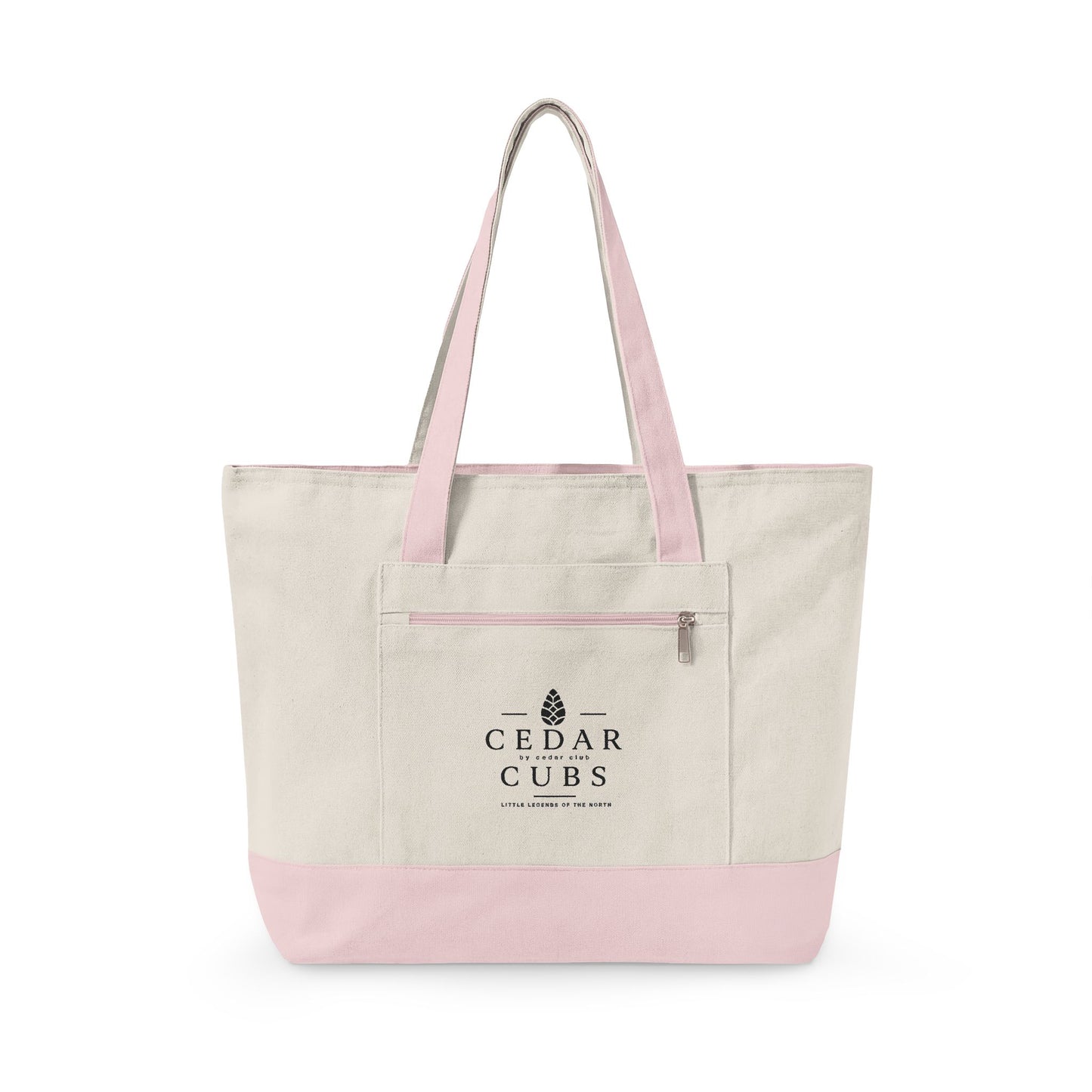 Canvas Tote Bag — Personalized 'Cedar Cubs' / Hiking Sheep Design, Zippered Beach & Market Tote