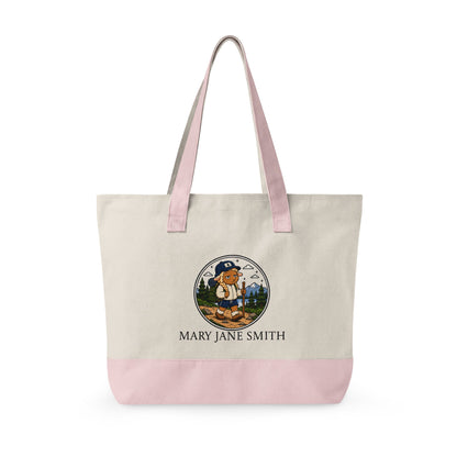 Canvas Tote Bag — Personalized 'Cedar Cubs' / Hiking Sheep Design, Zippered Beach & Market Tote