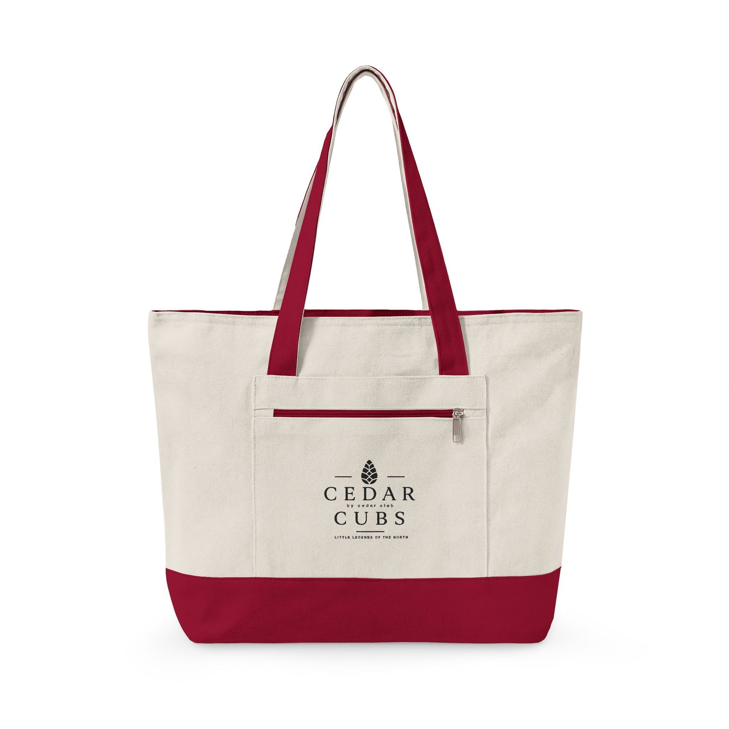 Canvas Tote Bag — Personalized 'Cedar Cubs' / Hiking Sheep Design, Zippered Beach & Market Tote