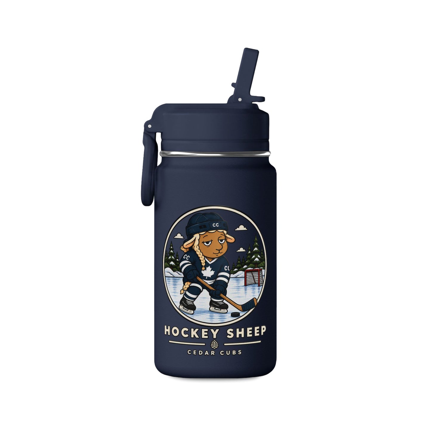 Hockey Sheep Mini Water Bottle — 14oz Kids/Travel Bottle