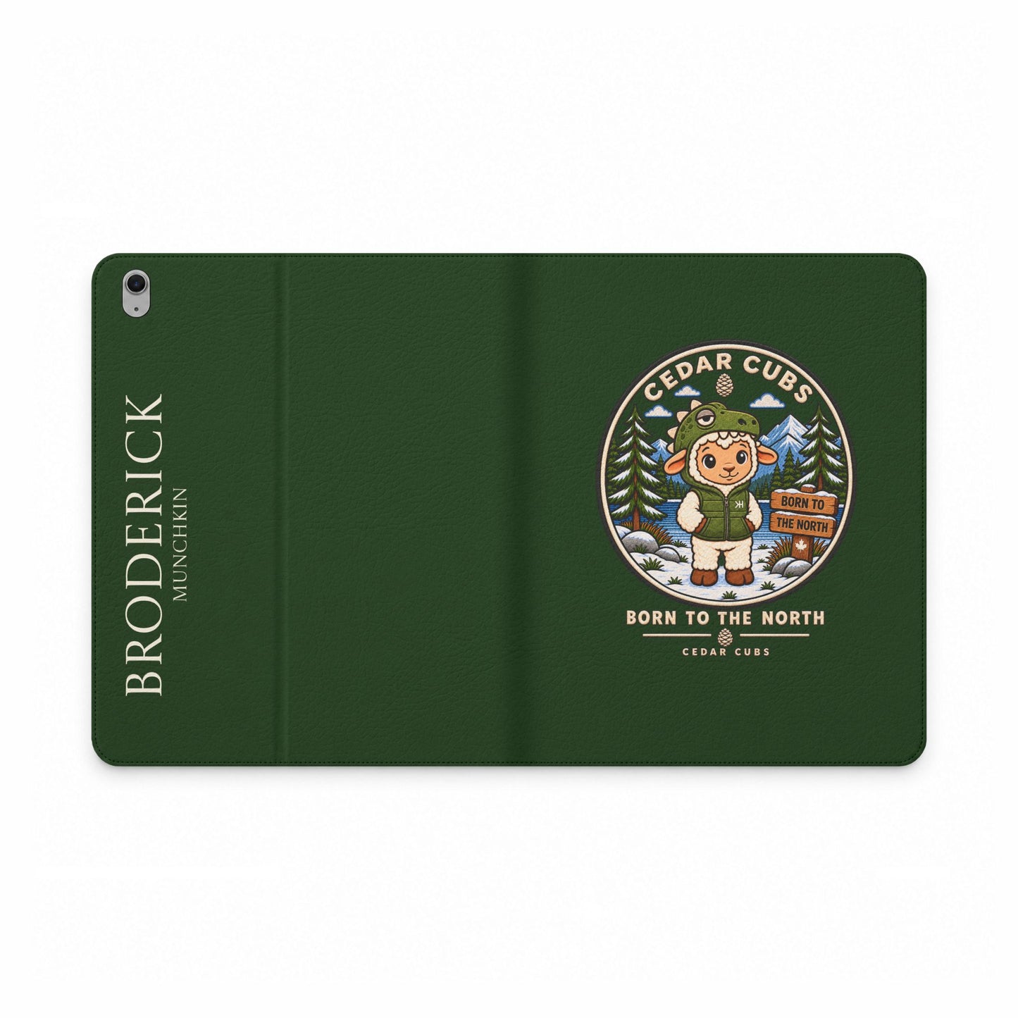 Personalized Tablet Folio Case — Cedar Cubs 'Born to the North' Dino Sheep Design