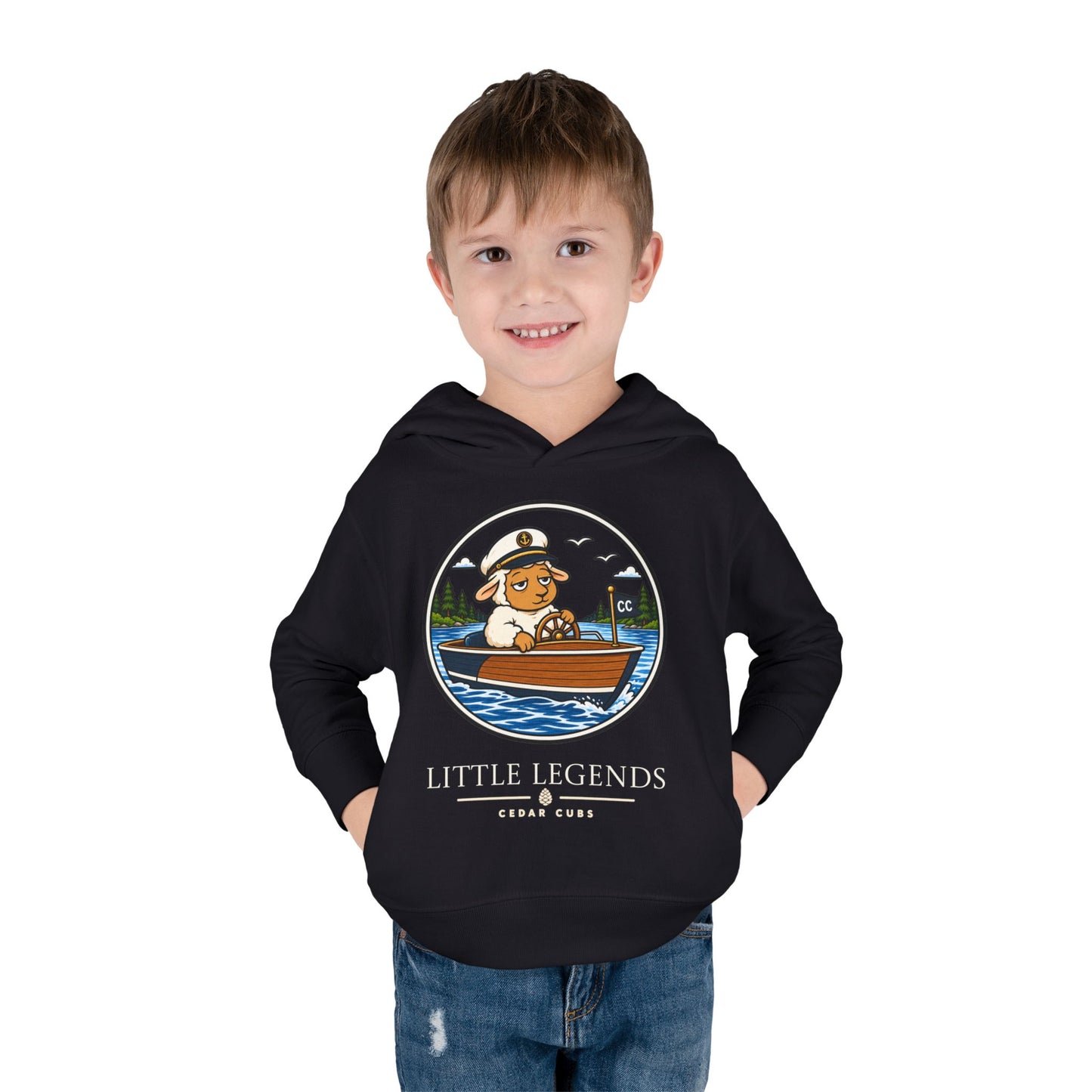Toddler Hoodie — 'Little Legends' Boat Captain Design | Cedar Cubs Personalized Pullover