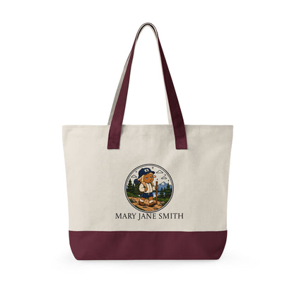 Canvas Tote Bag — Personalized 'Cedar Cubs' / Hiking Sheep Design, Zippered Beach & Market Tote