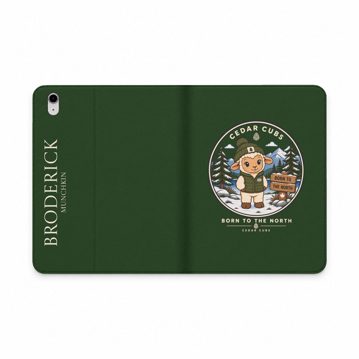 Personalized Tablet Folio Case — Cedar Cubs 'Born to the North' Sheep Design