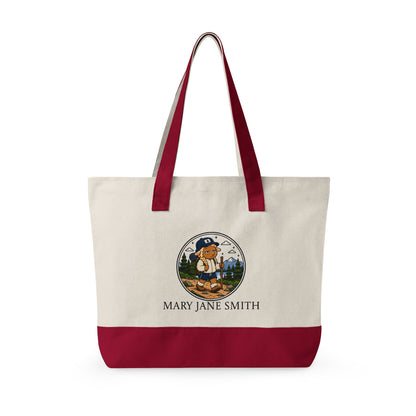 Canvas Tote Bag — Personalized 'Cedar Cubs' / Hiking Sheep Design, Zippered Beach & Market Tote