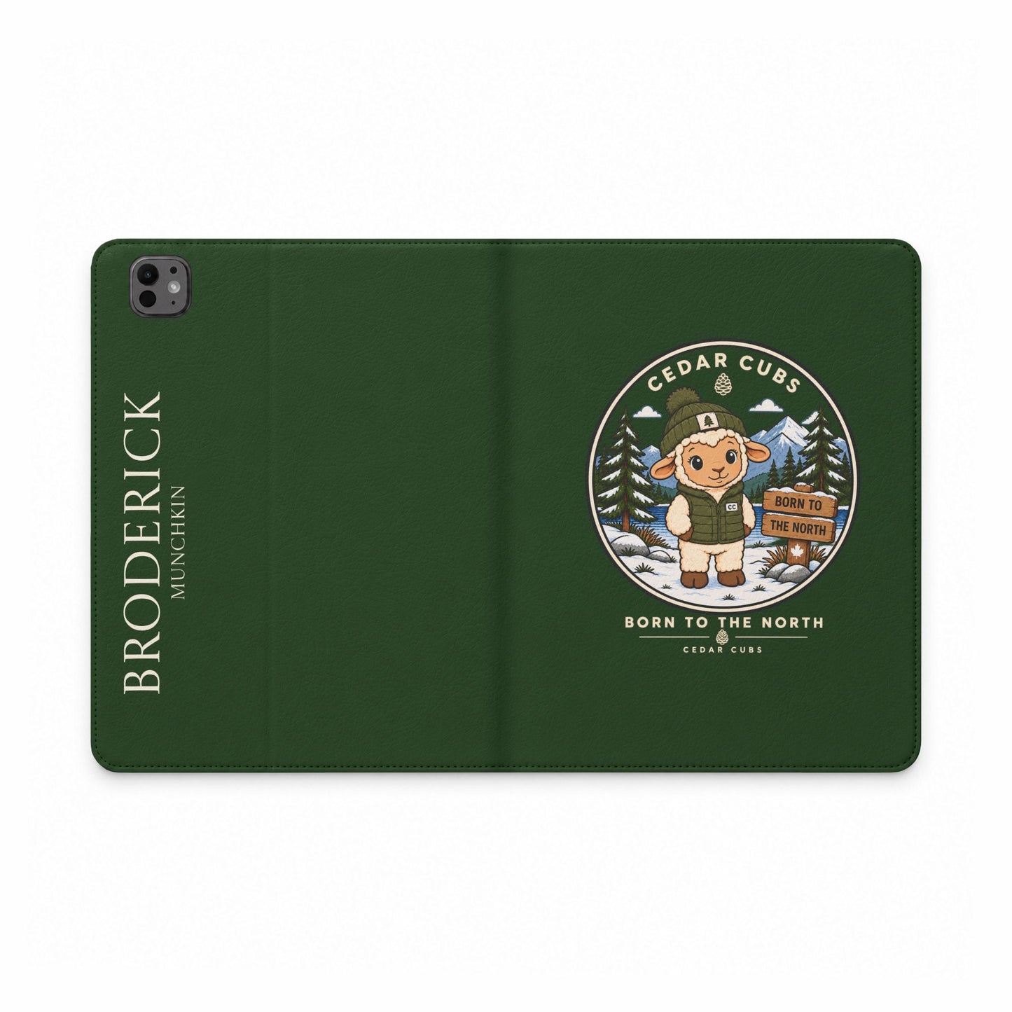 Personalized Tablet Folio Case — Cedar Cubs 'Born to the North' Sheep Design