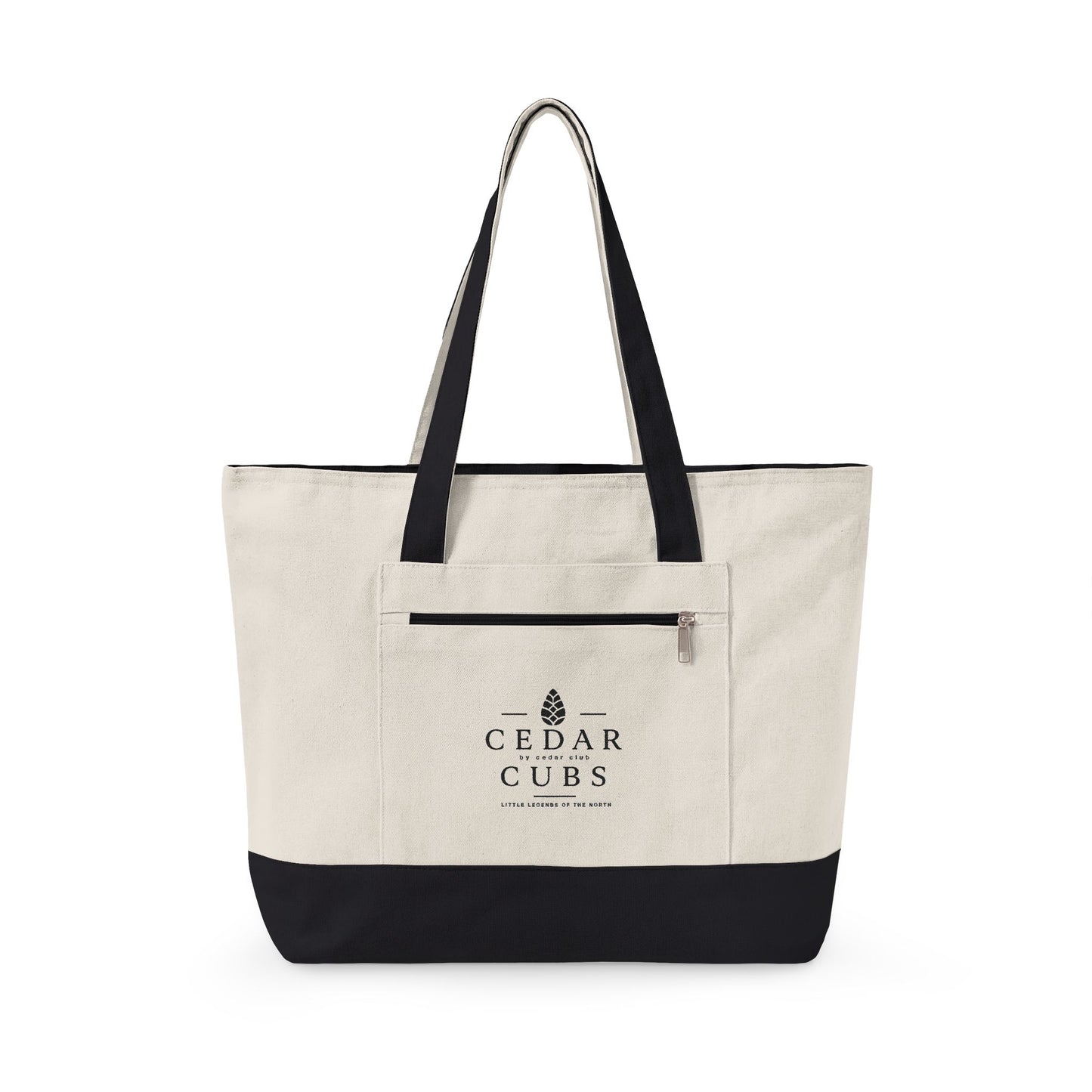 Canvas Tote Bag — Personalized 'Cedar Cubs' / Hiking Sheep Design, Zippered Beach & Market Tote