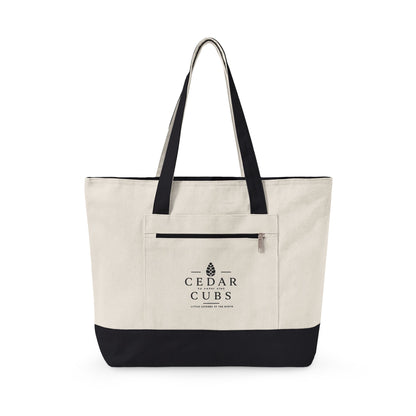 Canvas Tote Bag — Personalized 'Cedar Cubs' / Hiking Sheep Design, Zippered Beach & Market Tote