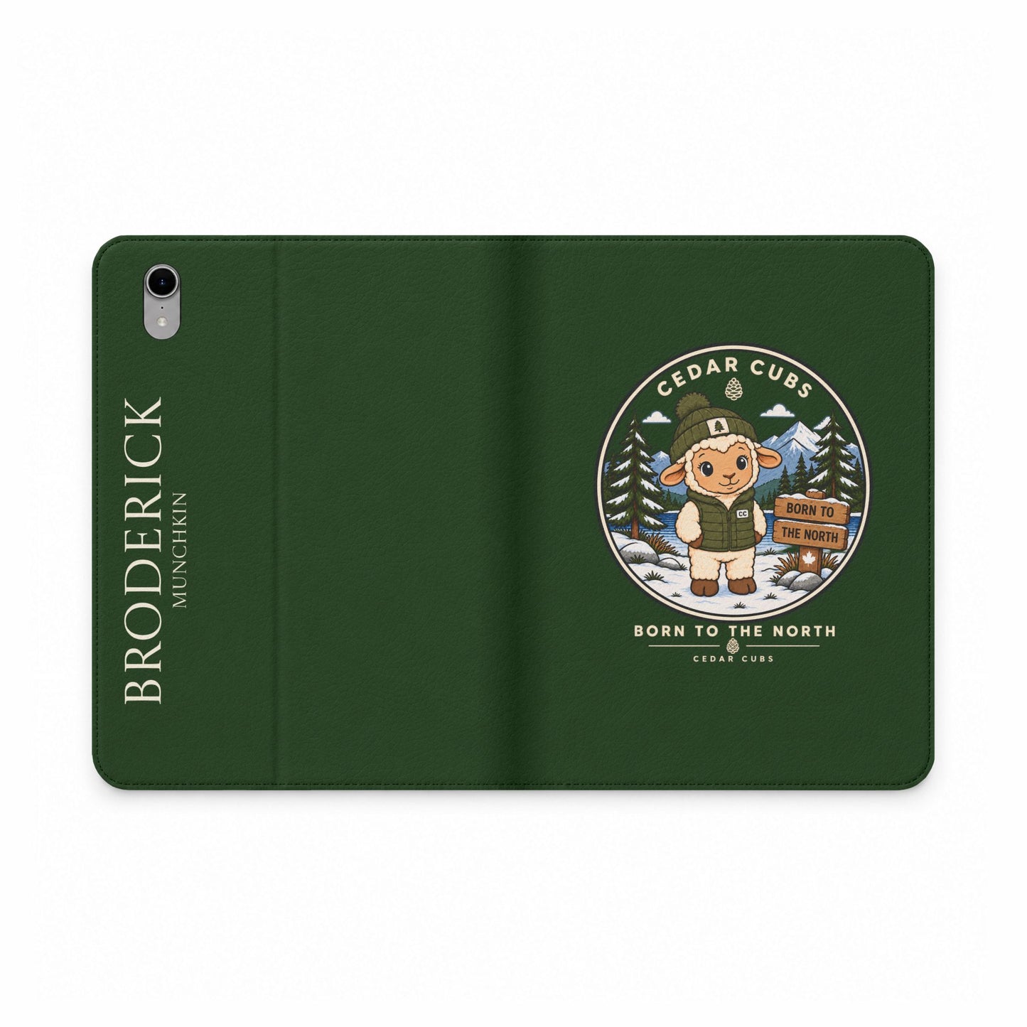 Personalized Tablet Folio Case — Cedar Cubs 'Born to the North' Sheep Design