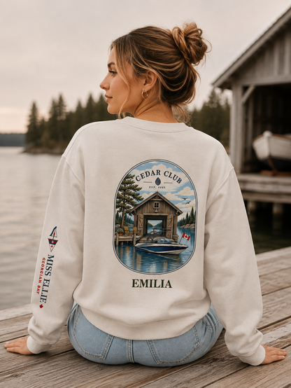 Cedar Club Crewneck Sweatshirt — Wake boat