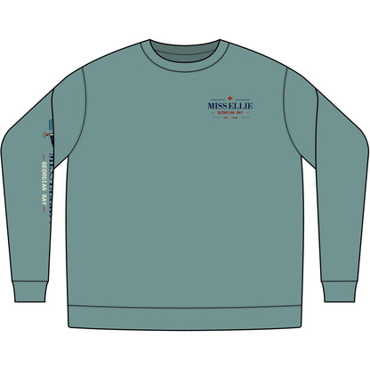 Cedar Club Crewneck Sweatshirt — Vintage Lakeboat Cabin Graphic