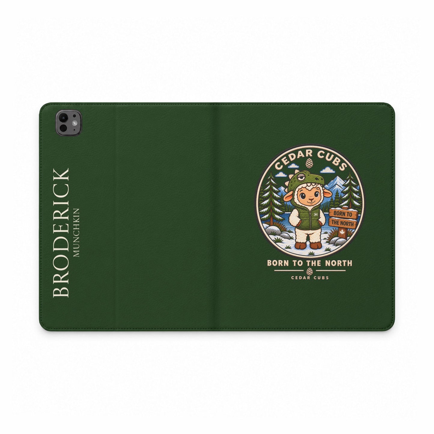 Personalized Tablet Folio Case — Cedar Cubs 'Born to the North' Dino Sheep Design