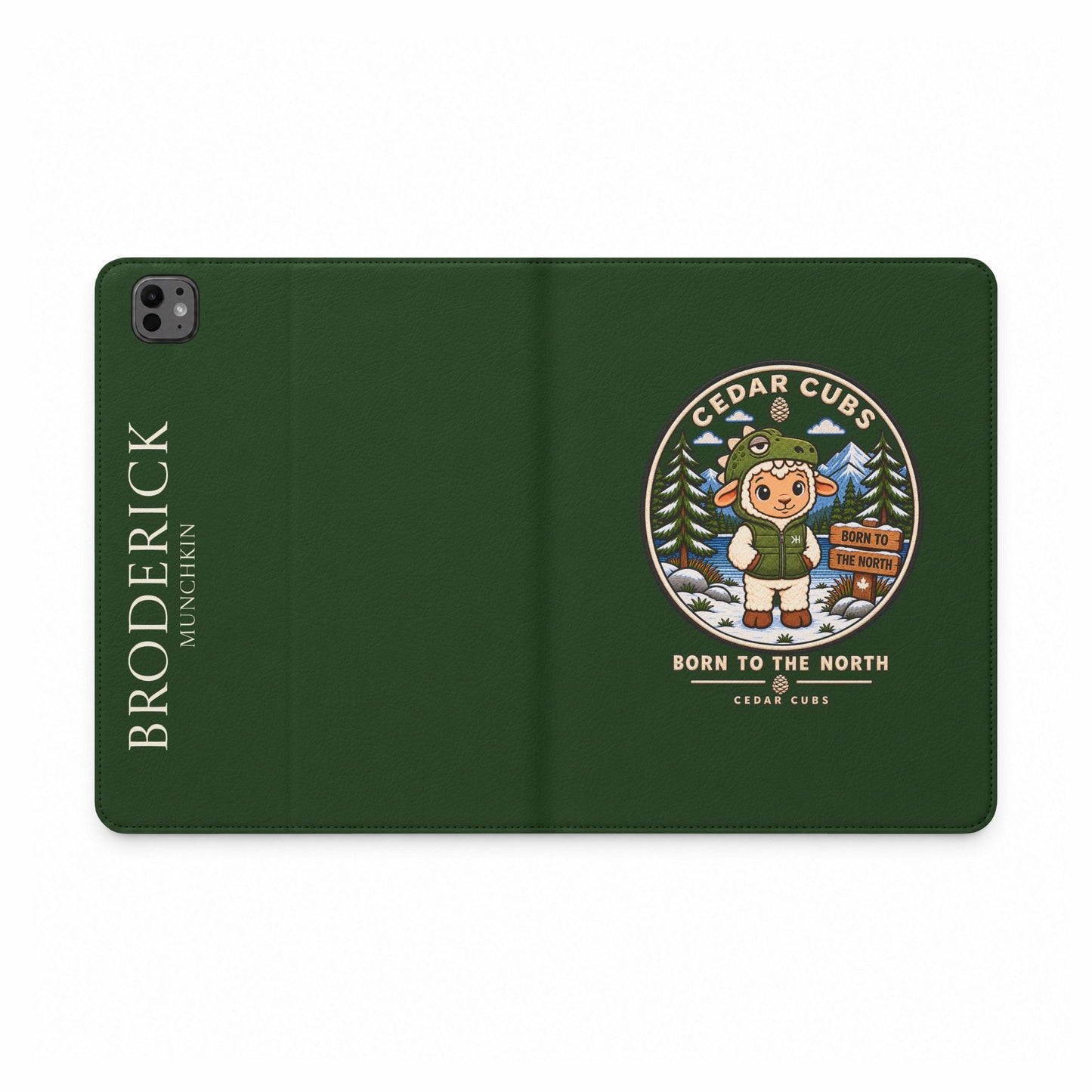 Personalized Tablet Folio Case — Cedar Cubs 'Born to the North' Dino Sheep Design