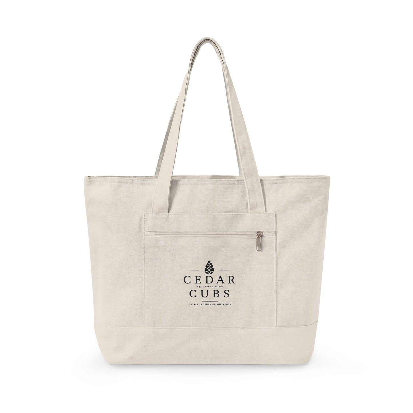 Canvas Tote Bag — Personalized 'Cedar Cubs' / Hiking Sheep Design, Zippered Beach & Market Tote