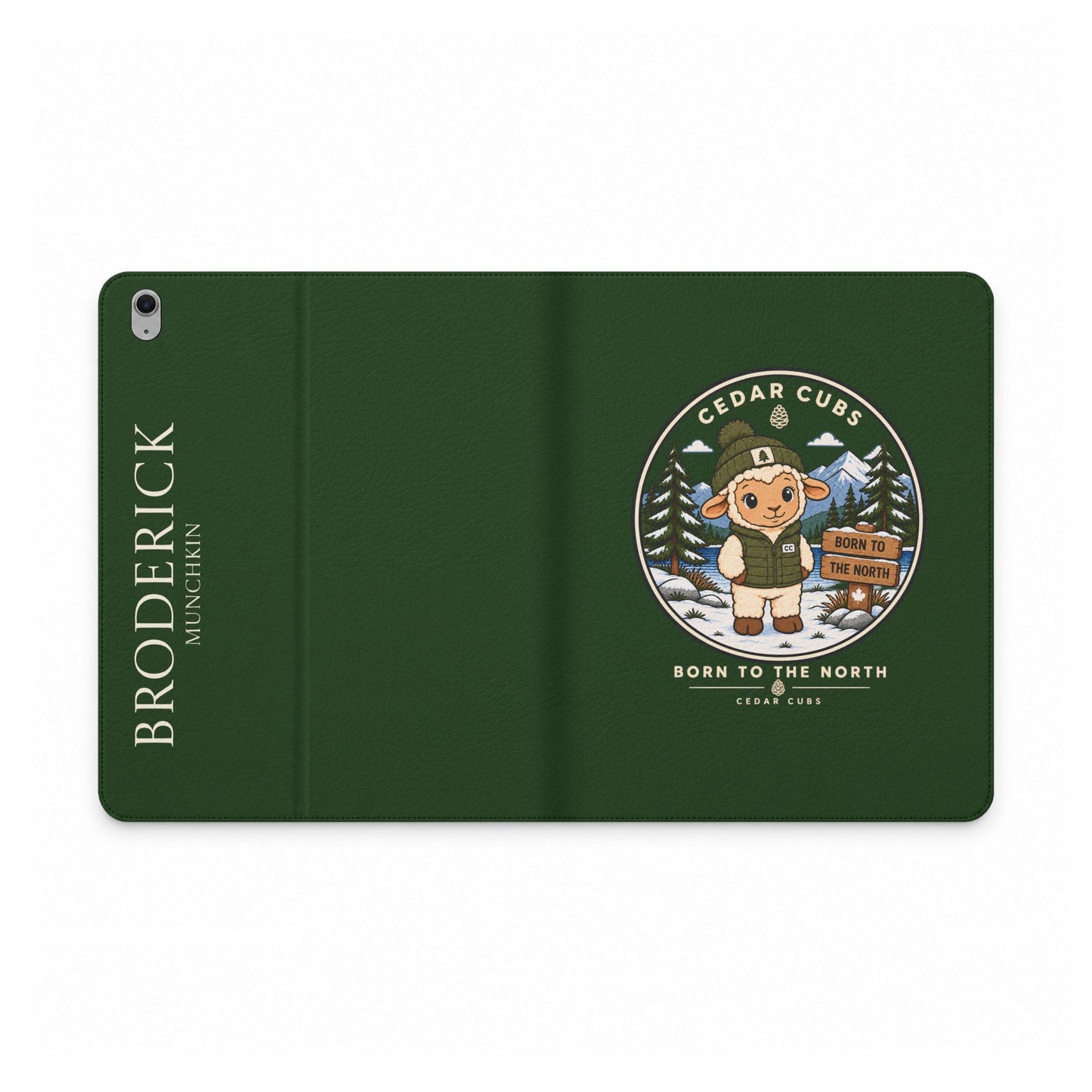 Personalized Tablet Folio Case — Cedar Cubs 'Born to the North' Sheep Design