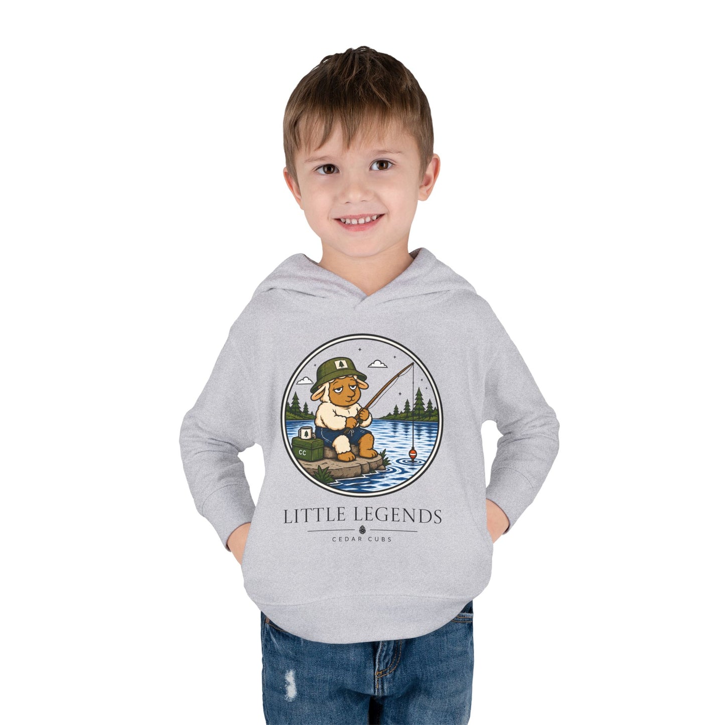 Toddler Hoodie — 'Little Legends' Fishing Design | Cedar Cubs Personalized Pullover
