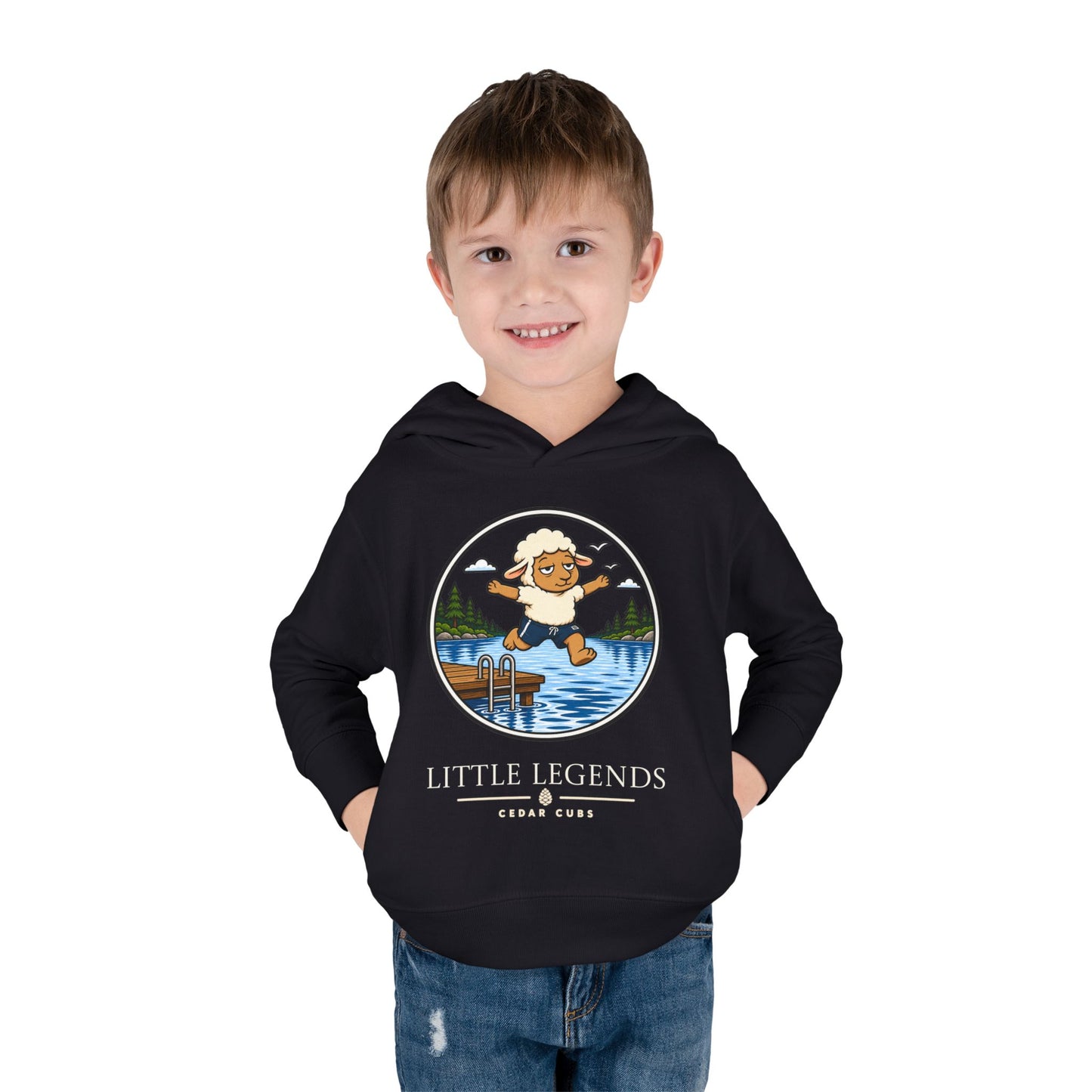 Toddler Hoodie — 'Little Legends' Dock Jump Design | Cedar Cubs Personalized Pullover