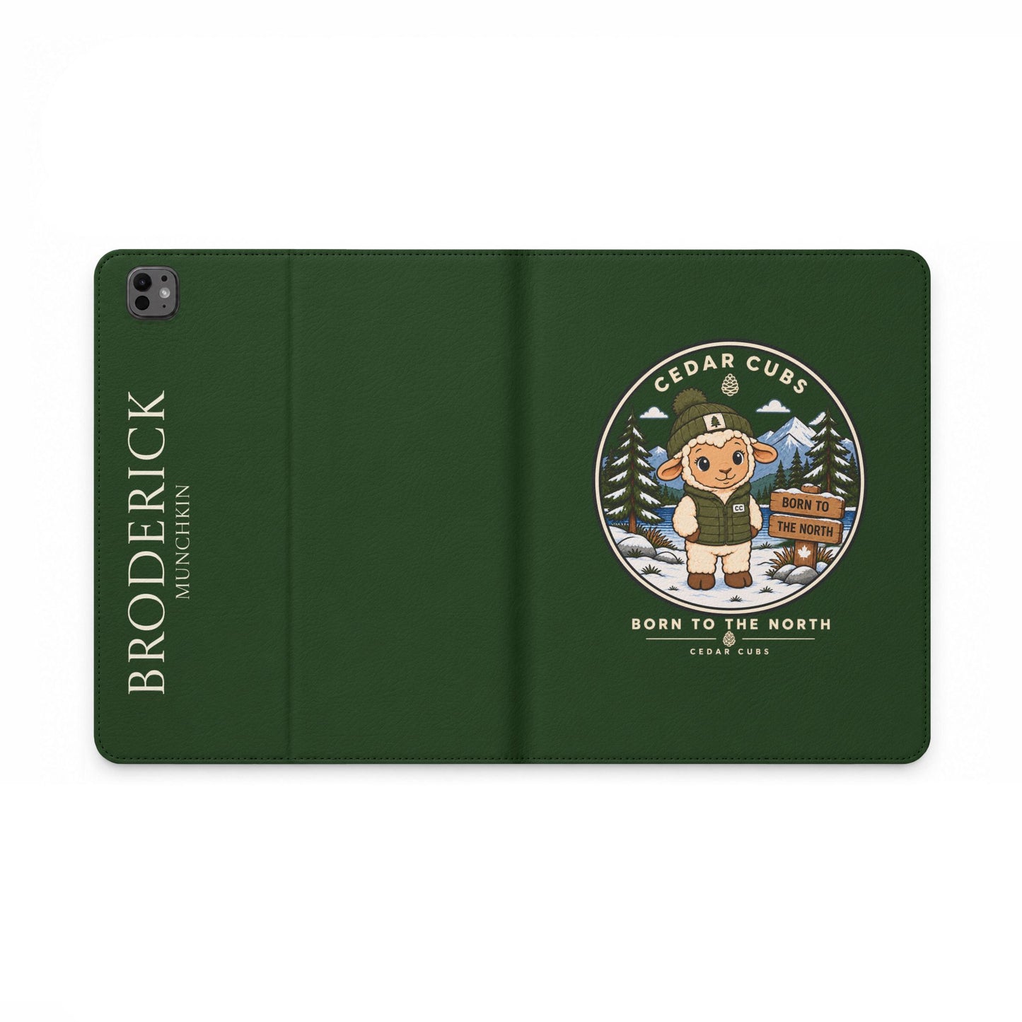 Personalized Tablet Folio Case — Cedar Cubs 'Born to the North' Sheep Design