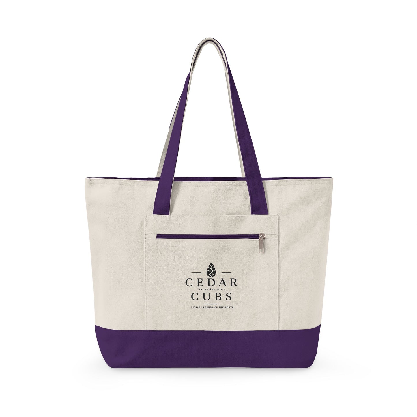 Canvas Tote Bag — Personalized 'Cedar Cubs' / Hiking Sheep Design, Zippered Beach & Market Tote