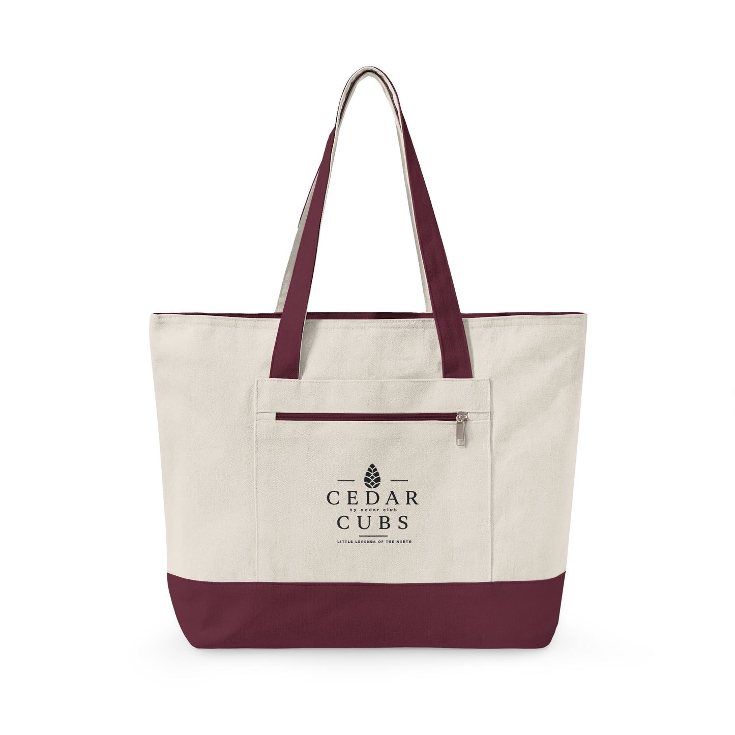 Canvas Tote Bag — Personalized 'Cedar Cubs' / Hiking Sheep Design, Zippered Beach & Market Tote