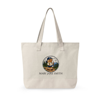 Canvas Tote Bag — Personalized 'Cedar Cubs' / Hiking Sheep Design, Zippered Beach & Market Tote