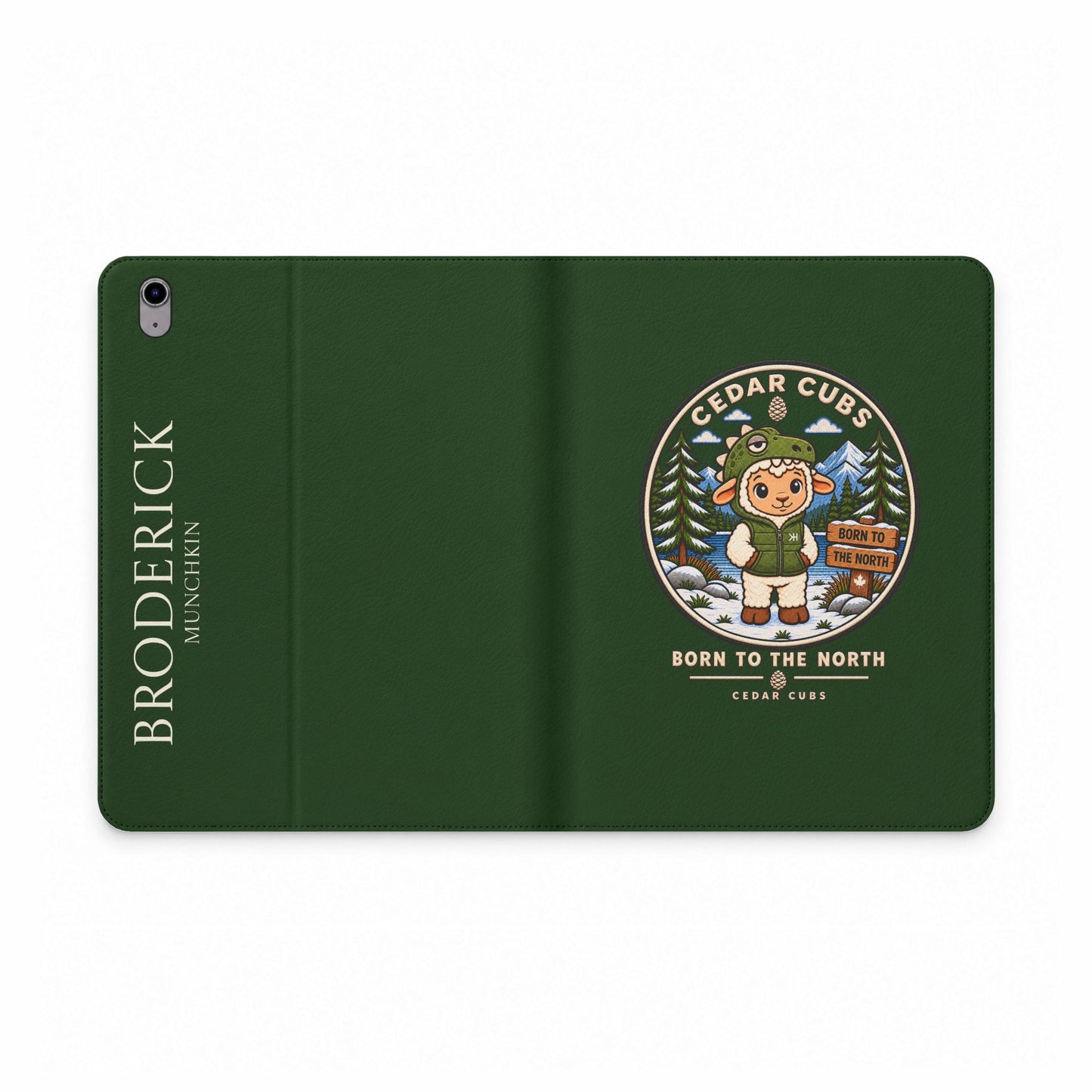 Personalized Tablet Folio Case — Cedar Cubs 'Born to the North' Dino Sheep Design