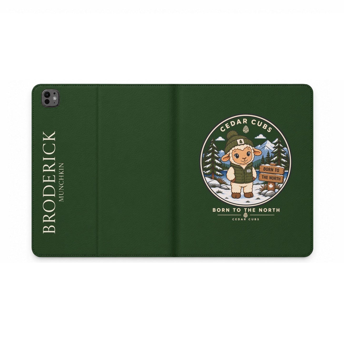 Personalized Tablet Folio Case — Cedar Cubs 'Born to the North' Sheep Design