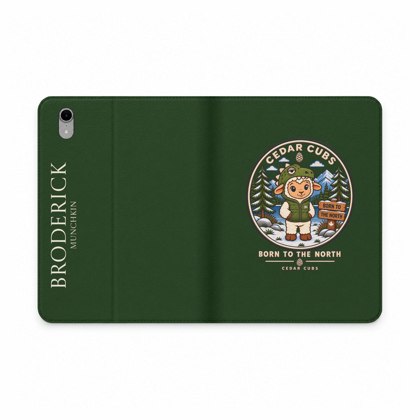 Personalized Tablet Folio Case — Cedar Cubs 'Born to the North' Dino Sheep Design