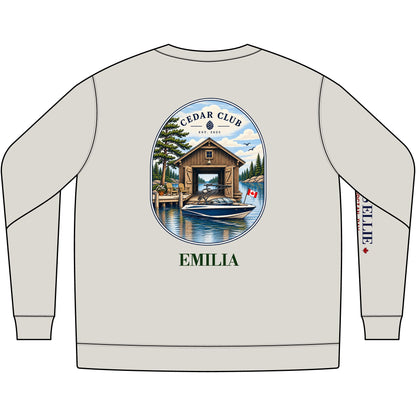 Cedar Club Crewneck Sweatshirt — Wake boat